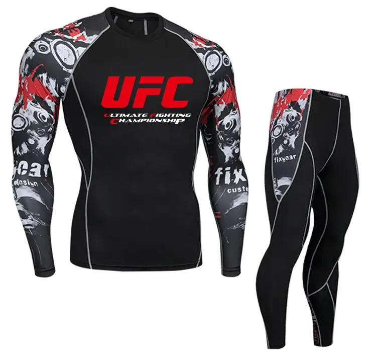 MMA мужские футболки UFC тема модная одежда фитнес компрессионные наборы футболка