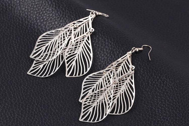 Модные Винтажные Свадебные висячие серьги с листьями женские этнические длинные
