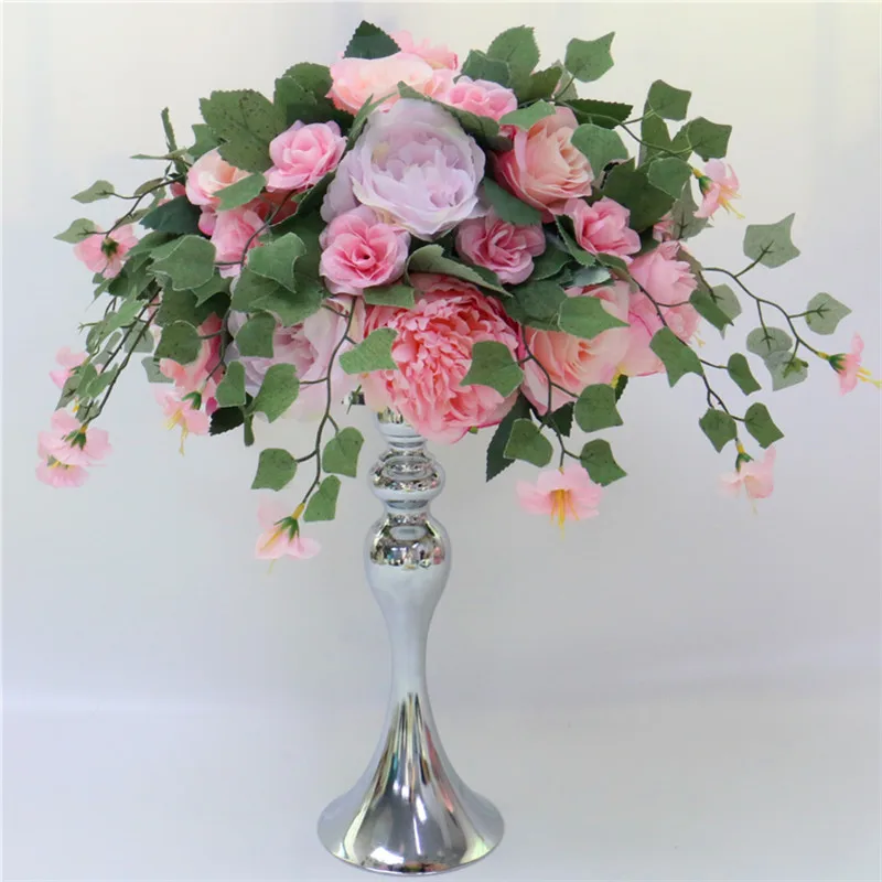 002 Only flowers Пользовательские 35 см искусственные цветы розы мяч свадебное расположение декора фон T станция Стенд цветы домашний стол садовый декор - Цвет: 002 Only flowers