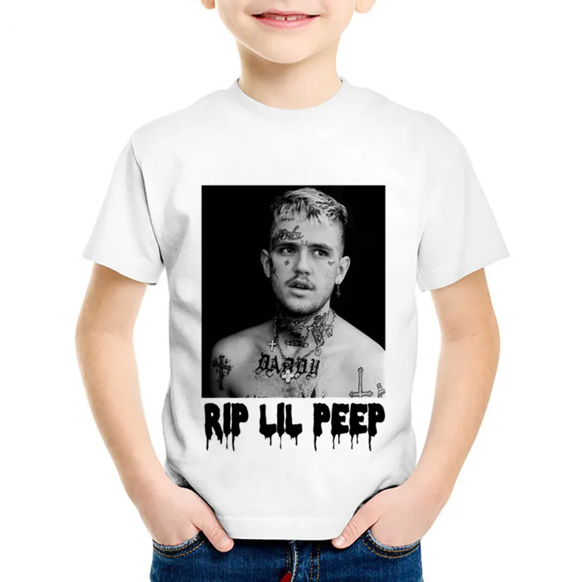 Модные детские футболки с принтом RIP Lil летние круглым вырезом для мальчиков и