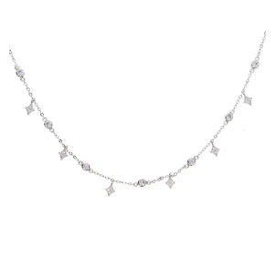 925 SILVER Настоящее 925 пробы, серебро, cz, звезда, очарование, свадебный подарок, ювелирное изделие, шарм, колье, минимальное, нежное, женское, модное, подвеска, ожерелья - Окраска металла: 925 SILVER