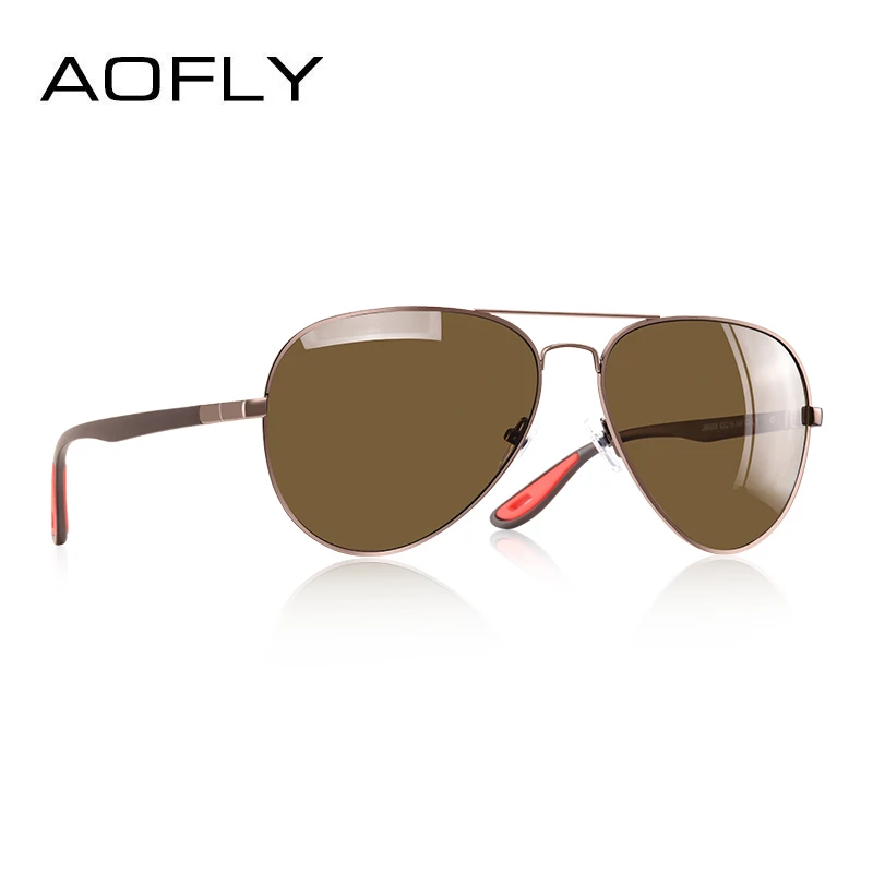 C3Brown AOFLY, дизайнерские, классические, поляризационные, солнцезащитные очки для мужчин, для вождения, металл+ TR90, ультралегкие, солнцезащитные очки, UV400, Gafas Oculos De Sol - Цвет линз: C3Brown