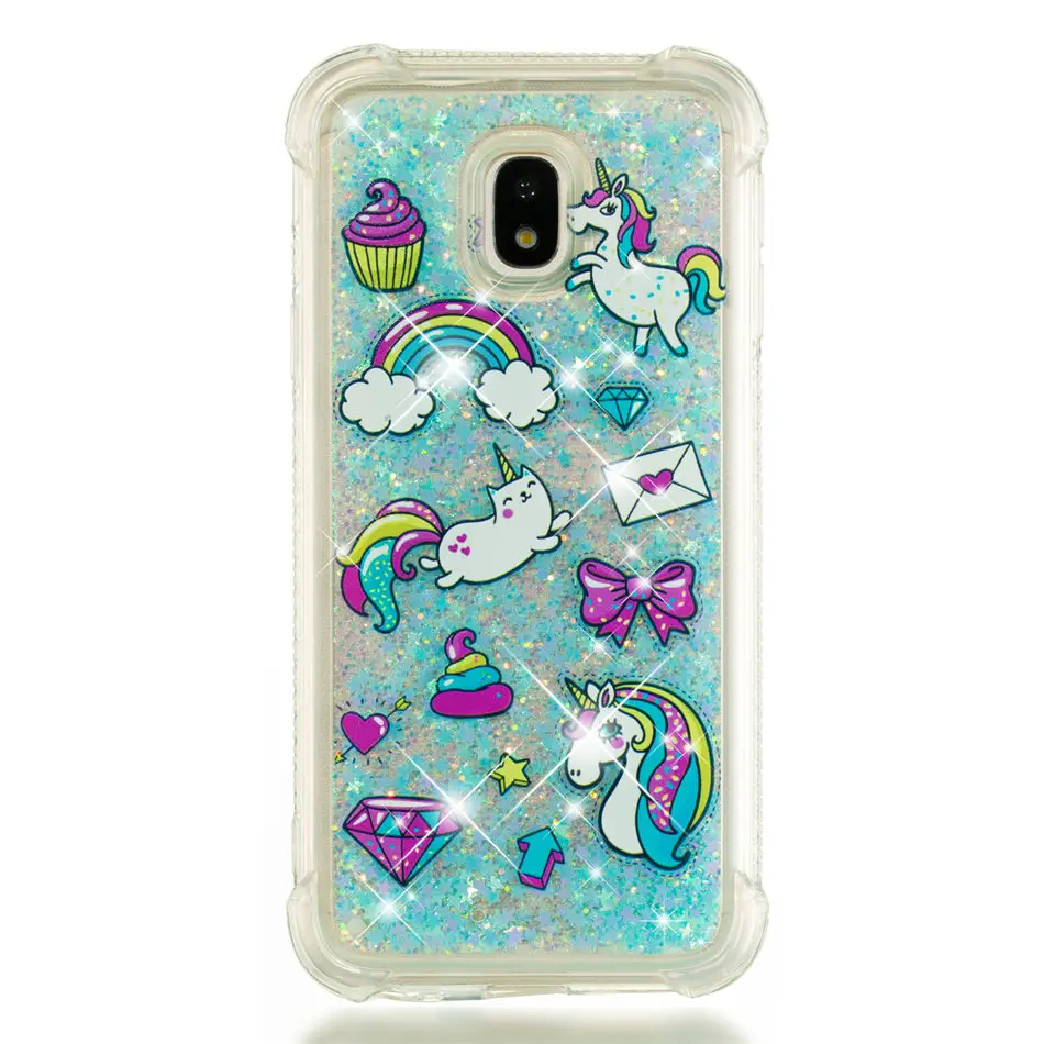 Чехол для телефона с сердечком для samsung Galaxy J3, J5, J7, J2Pro, A3, A5,, жидкий Блестящий Мягкий чехол на заднюю панель, блестящий чехол P03G