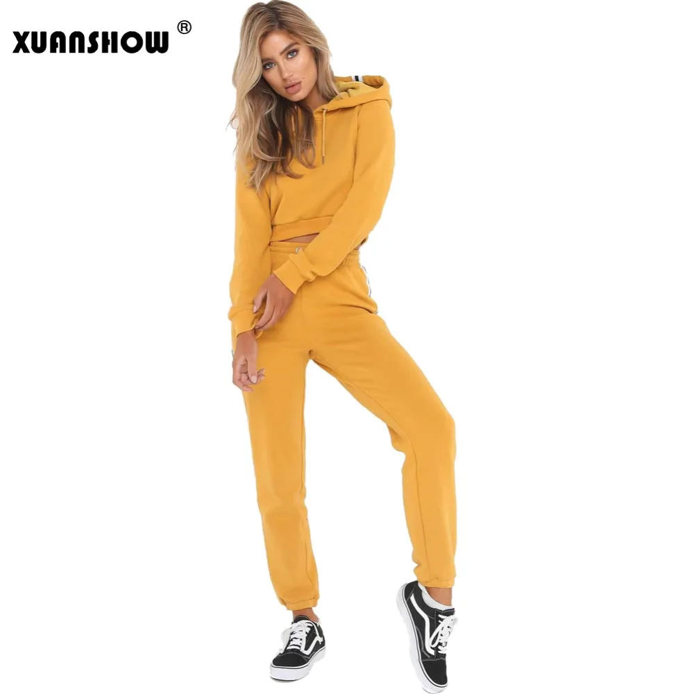 Женский спортивный костюм XUANSHOW комплект из двух предметов: Короткая Толстовка с