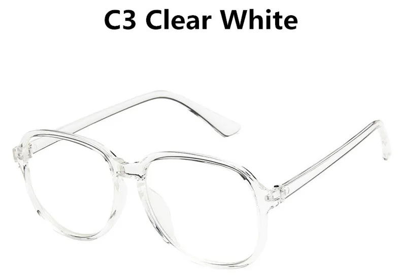 C3 Clear White Прозрачные розовые очки, оправа для женщин, негабаритные одноцветные супер милые очки, прозрачные линзы, очки для глаз - Цвет оправы: C3 Clear White