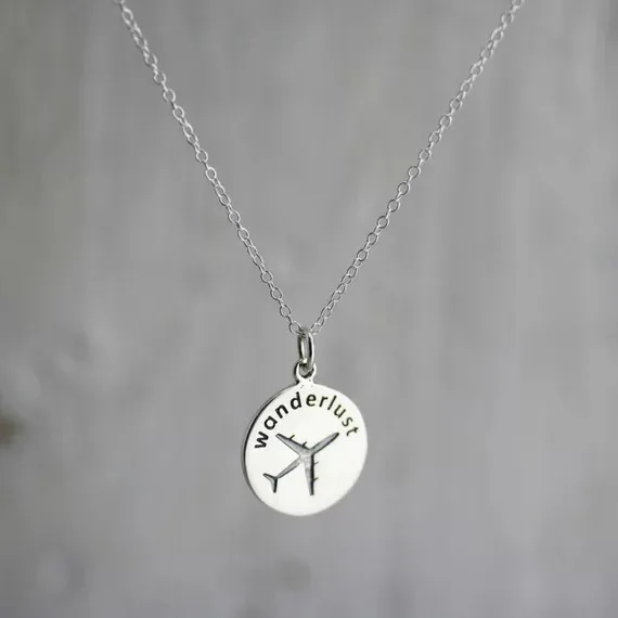 Женское серебряное ожерелье с надписью Wanderlust ожерелья самолетом s Jewelry Customized YP3972 |