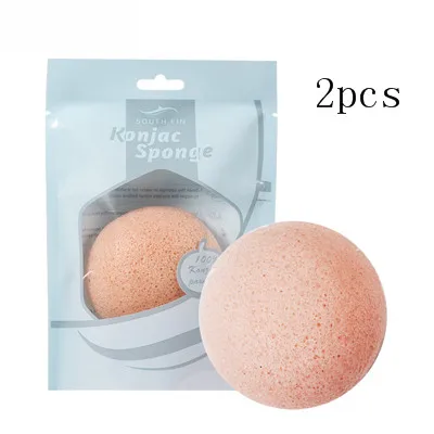 2pcs Pink Новинка, 7 цветов, натуральный Konjac, моющий спонж для лица, Круглый спонж, очищающее средство для лица, отшелушивающее средство для лица, для женщин - Цвет: 2pcs Pink