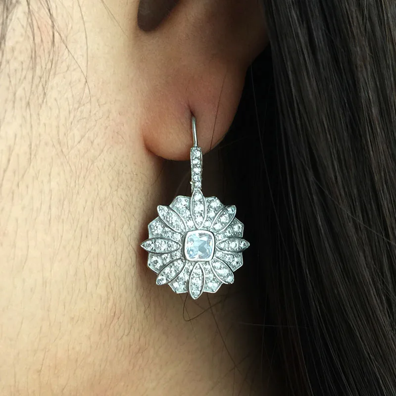 Женские серьги подвески из серебра 925 пробы с гравировкой звезд LD314|earrings for|drop