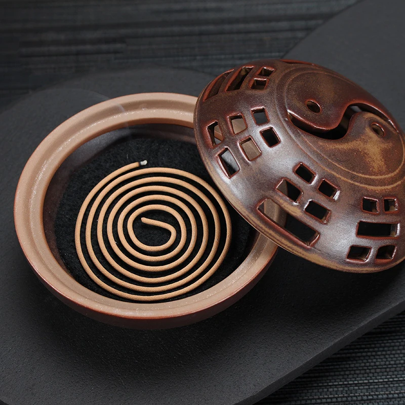 Tai Chi Gossip Coil Incense Burner Ceramic Monk Set Buddhist 4 Hours Ring Base for Home Decor Holder | Дом и сад