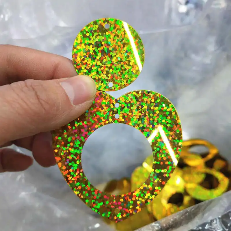 55mm Laser Gold 100 шт свободные плоской Блестки для рукоделий шторы «сделай сам» Аксессуары Свадебные украшения Свободные блестка - Цвет: 55mm Laser Gold