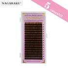 Накладные ресницы NAGARAKU, 5 коробок в комплекте, 16 рядов, светло-коричневого цвета