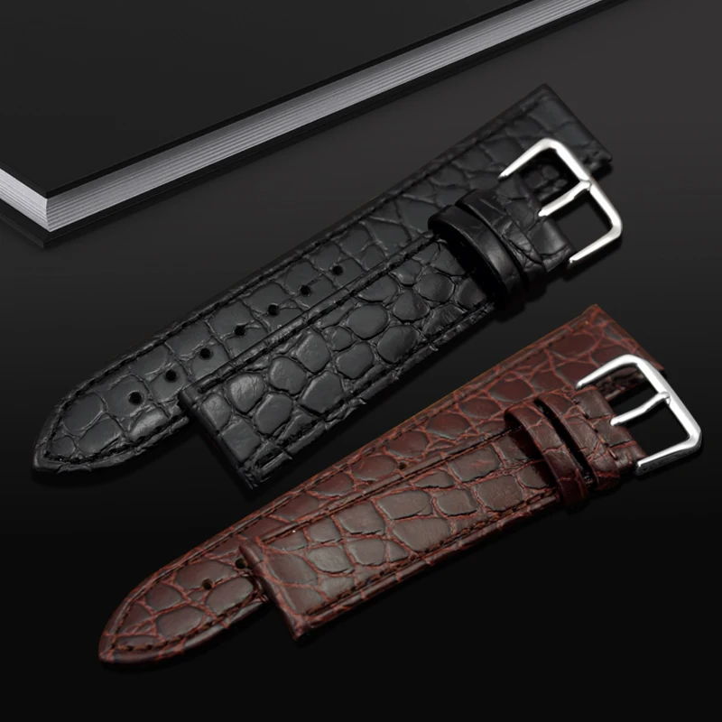 MAIKES Watch Accessories Genuine Leather Watch Strap Crocodile pattern Wrist Band Soft Watchbands 12mm -20mm Black Bracelets
