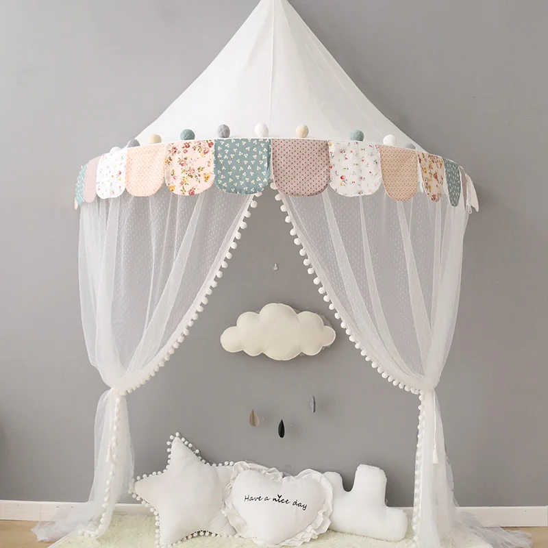 flower tent Навес для детской кроватки, крытая палатка для детей, москитная кровать, занавески, игровые домики для детей, детская вигвама для девочек, подарок на день рождения для маленькой девочки - Цвет: flower tent