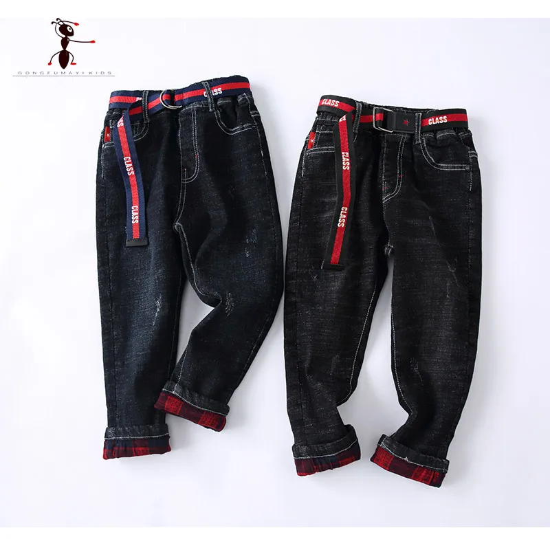 Kung Fu Ant Boys Jeans Black Blue Denim Pocket Light Washed Kids Pants 3T-8T Size Children Trousers Home School 8606 |