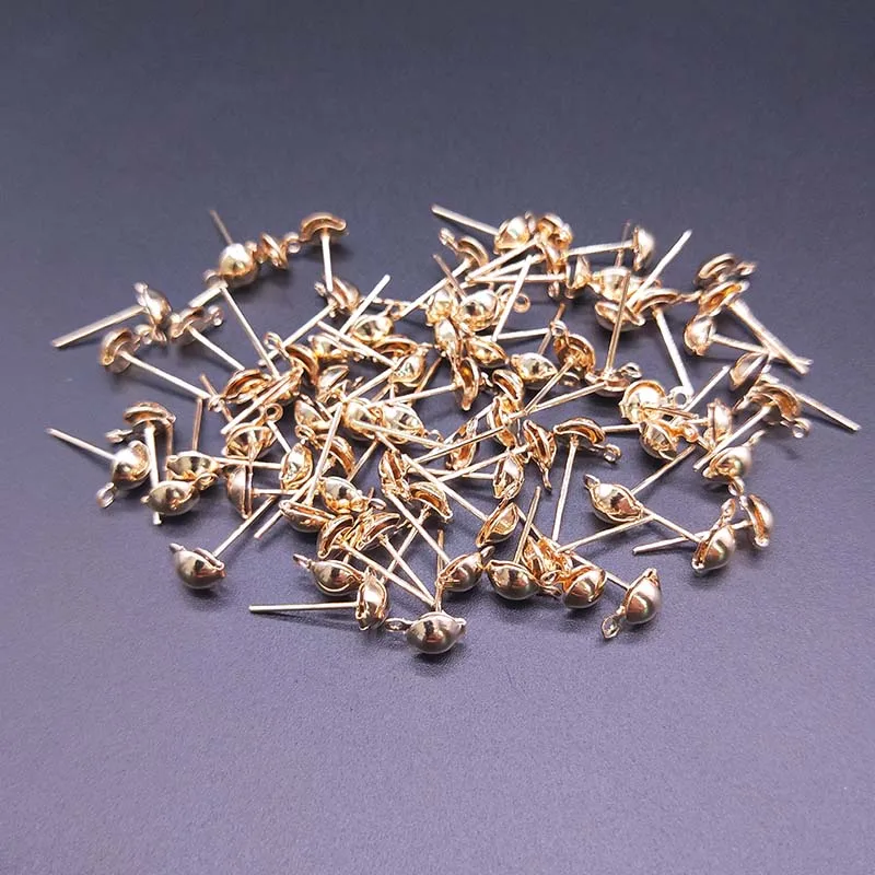 50pcs Ear Pins 50 шт. серьги-гвоздики чаша иглы с круг 100 шт. пусеты для серёжек 100 шт. Открытый круг соединительные кольца DIY ювелирные аксессуары ‒ серёжки - Цвет: 50pcs Ear Pins