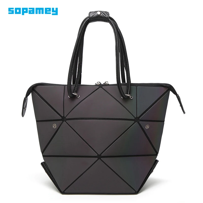 2021 женские Сумки из искусственной кожи с геометрическим рисунком светящаяся