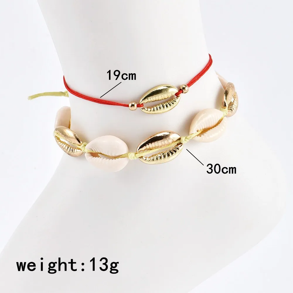 Винтаж под старину браслет золотого цвета Для женщин 2 слоя Бусы из ракушек