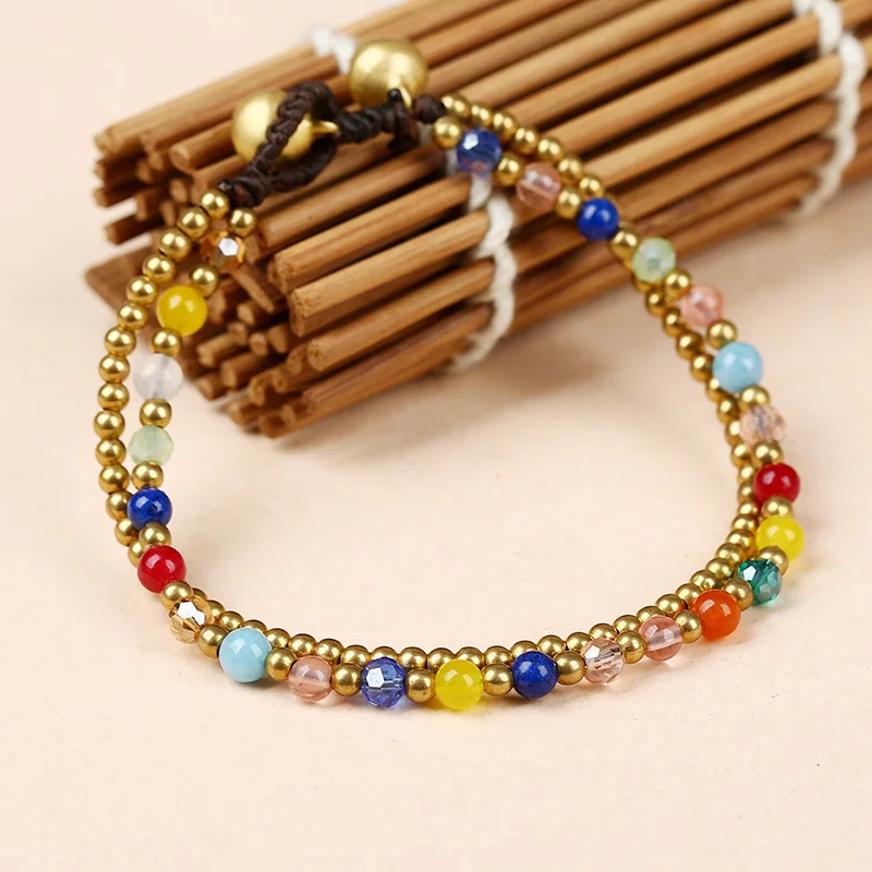 Золото Цвет Doublelayer вышитый бисером кулон Браслеты и браслеты модные женские