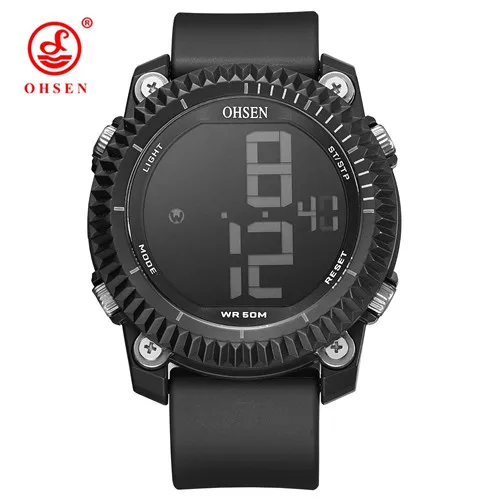 Orologe Топ Uomo модный бренд OHSEN светодиодный цифровые часы мужские 50 м водонепроницаемые спортивные часы с резиновым ремешком Мужские наручные часы Hombre Relogios - Цвет: Black