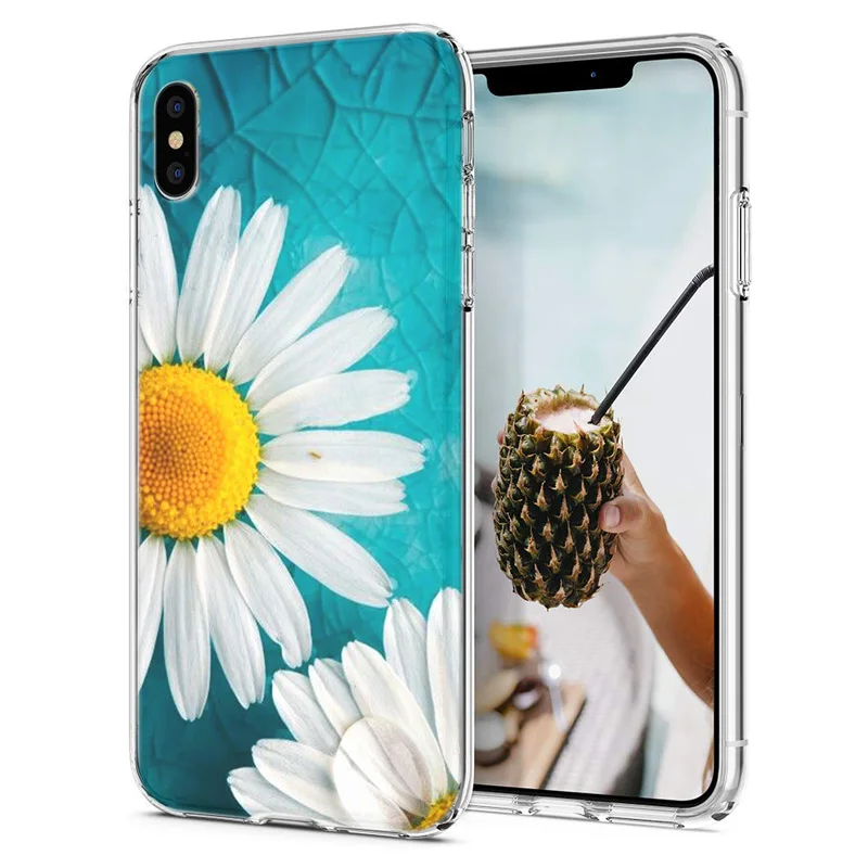 Soft Phone Case For iPhone X XS XR Covers TPU Colorful Flower Flora Leaves Painted Fundas iPhone6 7 8 Max E099 |