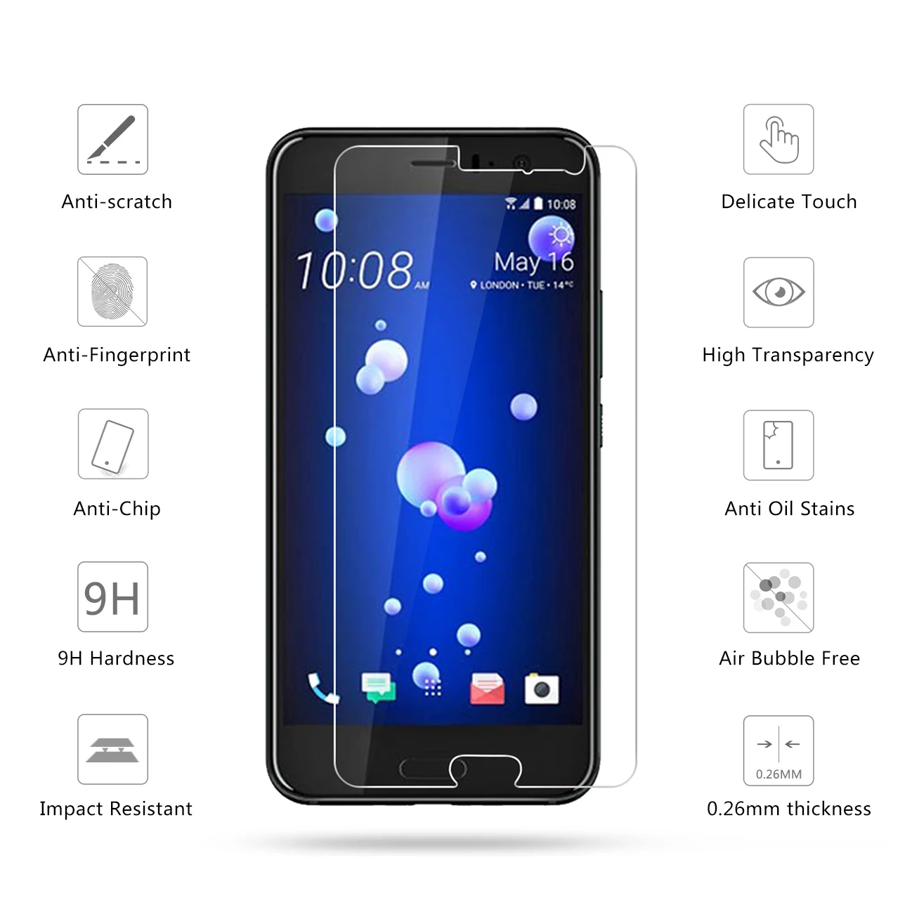 10 шт./партия 2.5D 0 26 мм 9H Премиум Закаленное стекло для htc U11 Защитная пленка океан |
