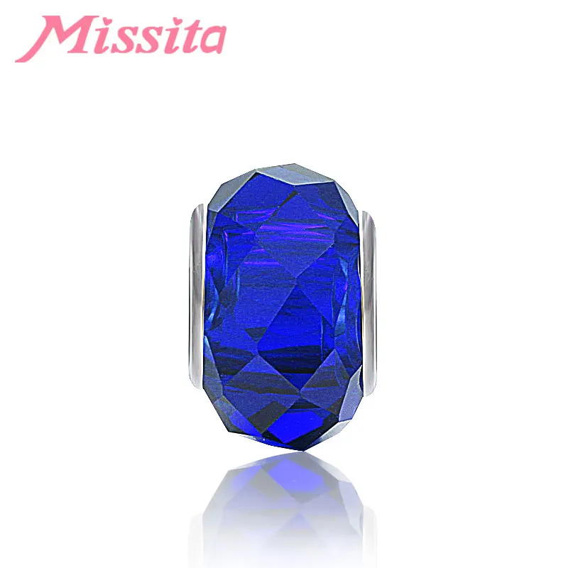 MISSITA, женские бусины из муранского стекла, подходят для браслетов Pandora, Подвески для изготовления украшений, DIY, модные ювелирные изделия, аксессуары - Цвет: Синий
