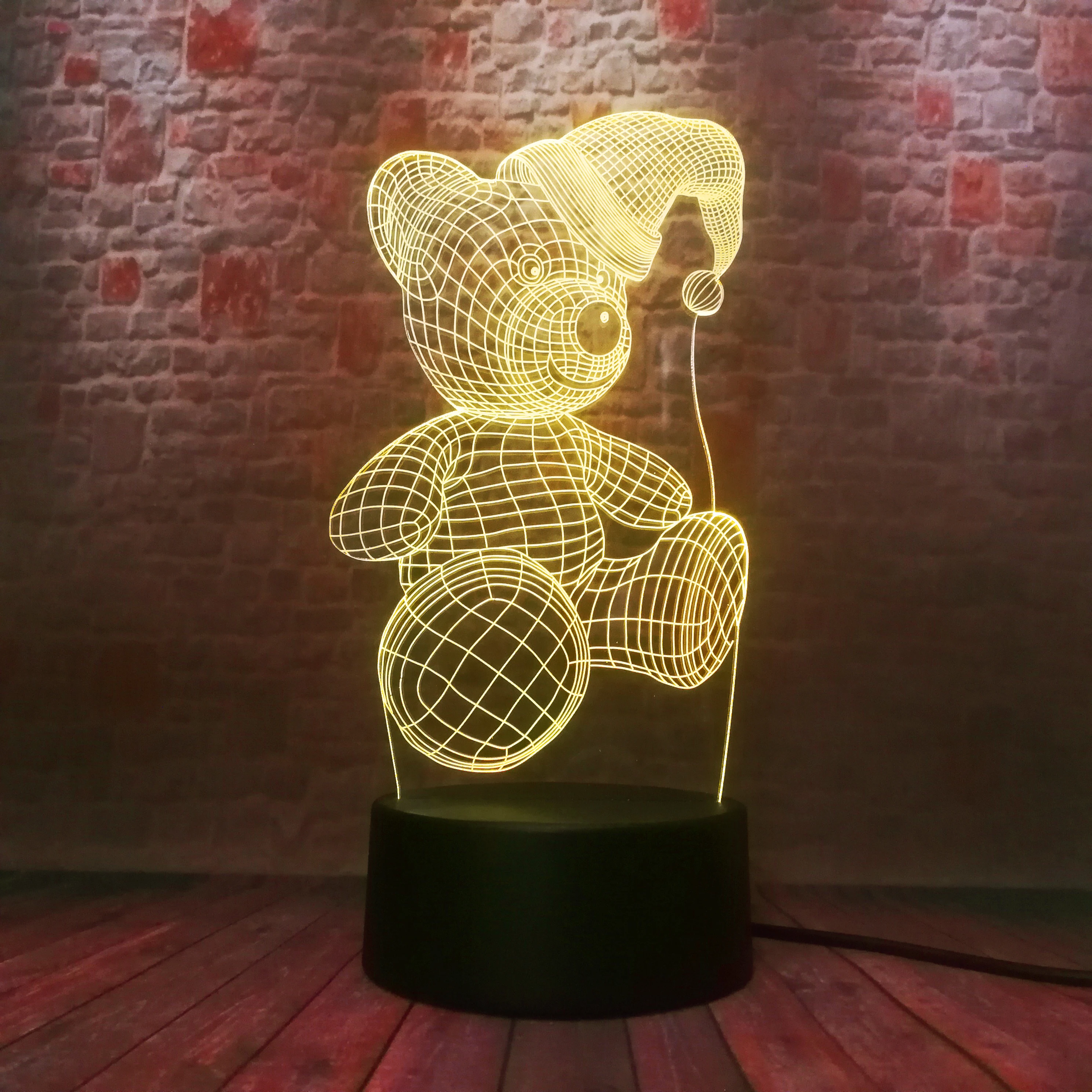 Хит! 3D Рождество Bear7 цветов Изменение ночные светильники Спальня ребенок Спящая