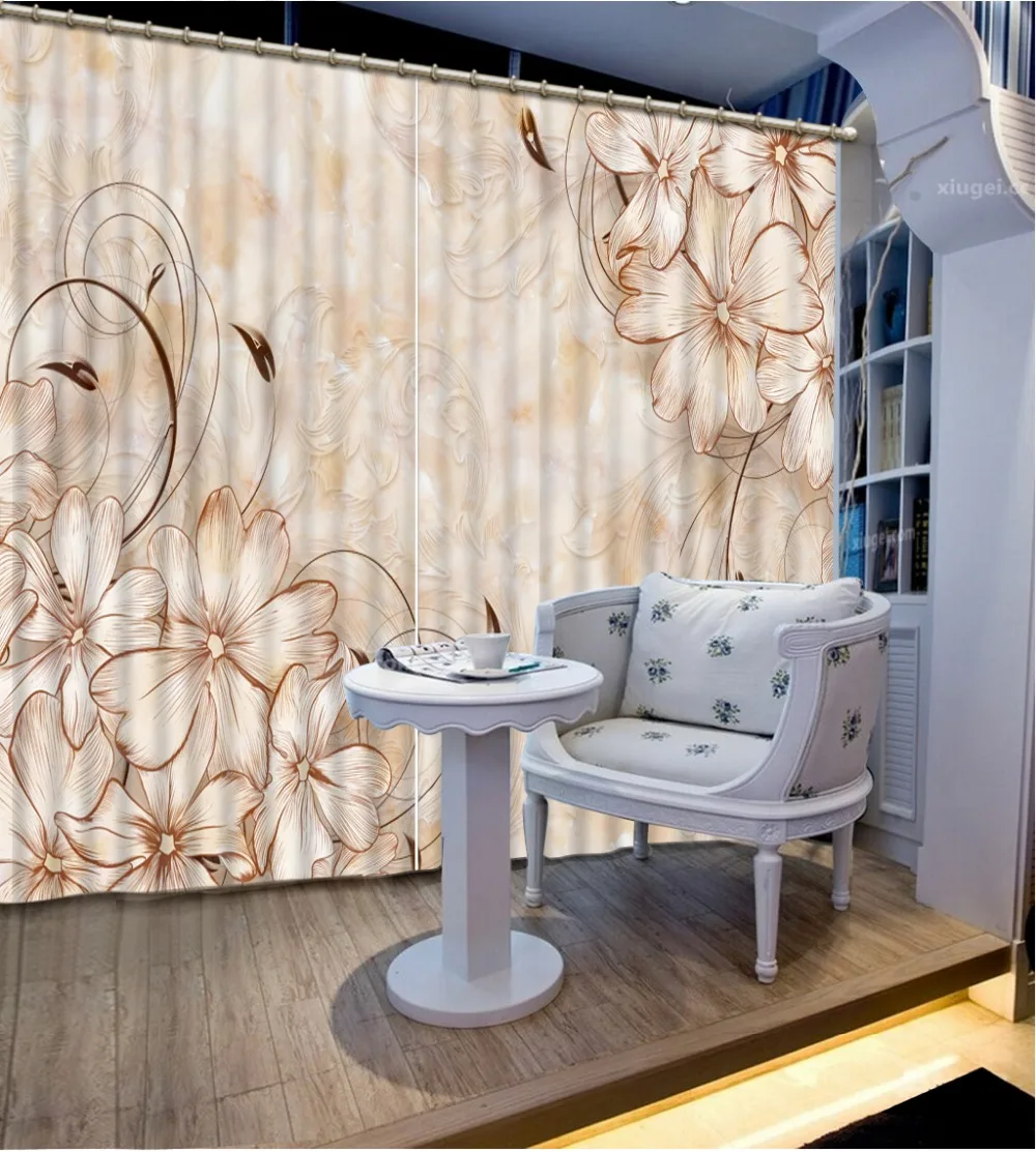 Занавески Cortinas Роскошные 3D затемняющие оконные шторы мраморные Цветочные | Дом и