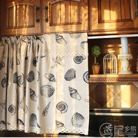 short curtain conch shell pattern half curtain linen lace hem coffee small dustproof curtain for kitchen cabinet door