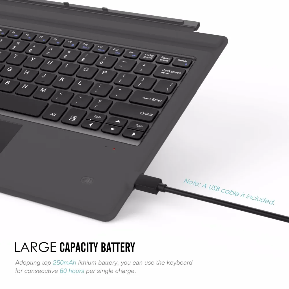 MoKo type Bay для Surface Pro 6/Surface Pro 5(Pro)/Pro 4, легкая тонкая беспроводная bluetooth-клавиатура с двумя кнопками
