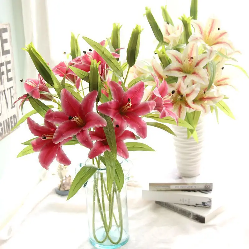 

Artificial Flower 100 cm Latex Lily Branch Real Touch DIY Home Hotel Wedding Party Decoration Photography Prop Fake Flower