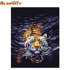Картина маслом RUOPOTU по номерам, с изображением тигра и воды, 4050