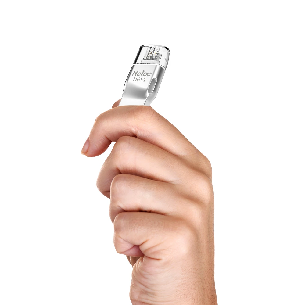 Netac U651 Lightning USB 3,0 OTG флеш-накопитель серебристый 32 Гб 64 Гб алюминиевый сплав USB3.0 флеш-диск металлический Флешка для iphone ipad PC