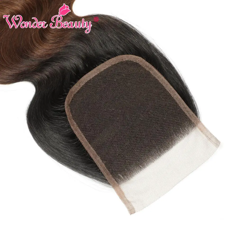 Wonder Beauty Hair Ombre Bundles with Closure Body Wave Peruvian Hair Bundles with Closure 1B/4/27 Remy 4x4 Lace Closure