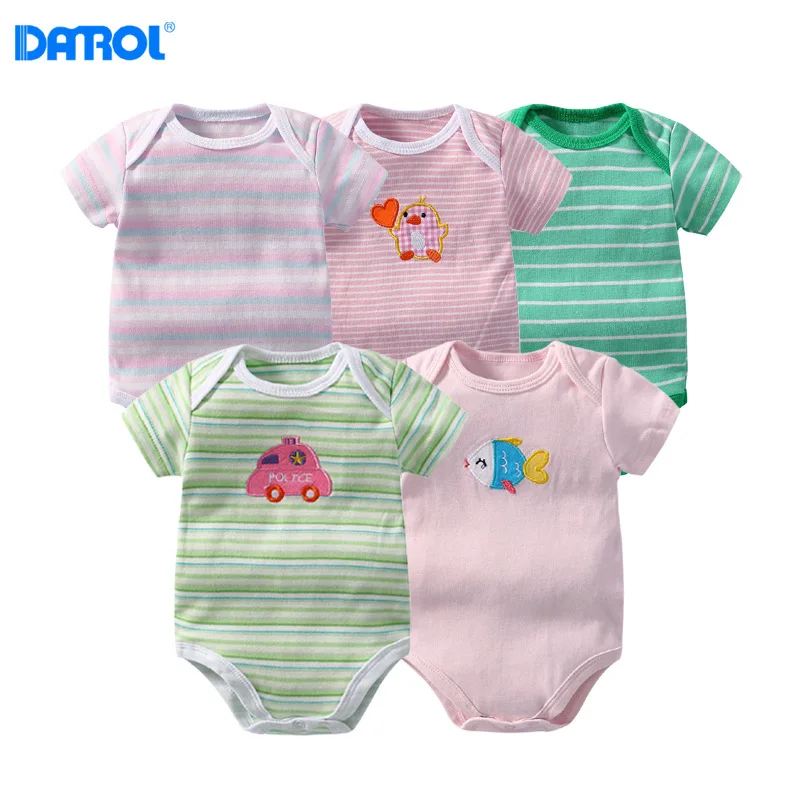 DANORL/модные детские хлопковые боди 5 шт. одежда с короткими рукавами для младенцев