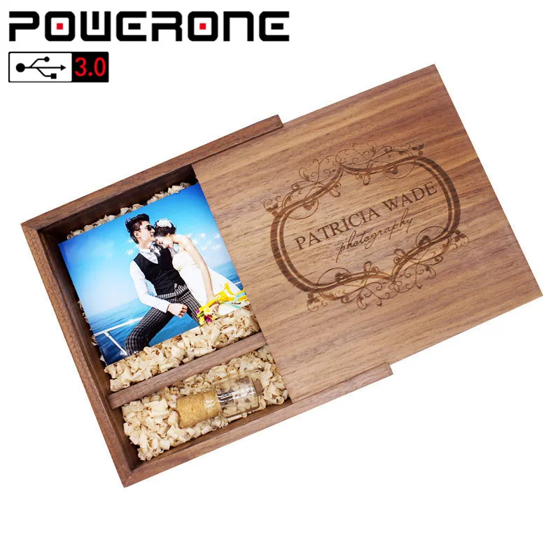 Powerone USB 3,0 205*205*60 мм, фотоальбом деревянный USB+ коробка usb флэш-накопитель Флешка 8 ГБ 16 ГБ 32 ГБ 64 Гб Пользовательский логотип фотография подарок