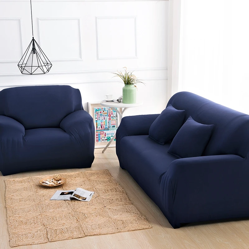 Blue/Pink/red/black/purple Color Solid Sofa Cover Spandex Modern Elastic Polyester Couch Slipcover Chair Furniture Protector - Цвет: 1