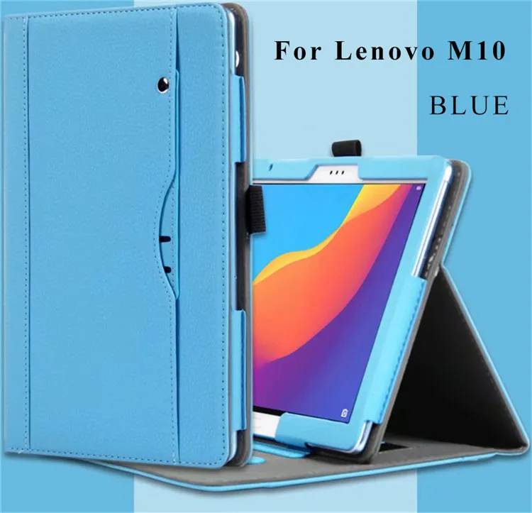 Для 10," lenovo Tab P10 TB-X705F/L кожаный чехол-подставка для lenovo M10 TB-X605F/N чехол для планшета+ пленка - Цвет: M10 TB-X605 Blue