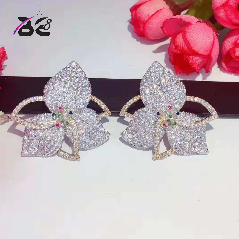 

Be 8 Elegant Leaf Flowers Multicolor Cubic Zirconia Pave Stud Earring Women Engagement Night Out Party Anniversary Dress UpE816