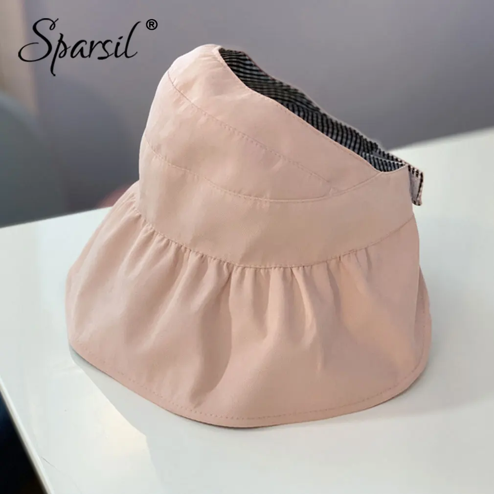 Sparsil летняя двухслойная шляпа для родителей и детей, женская шляпа с пустым верхом, уличная Защита от ультрафиолетовых лучей, шапка для девочек, Складная регулируемая шапка, унисекс