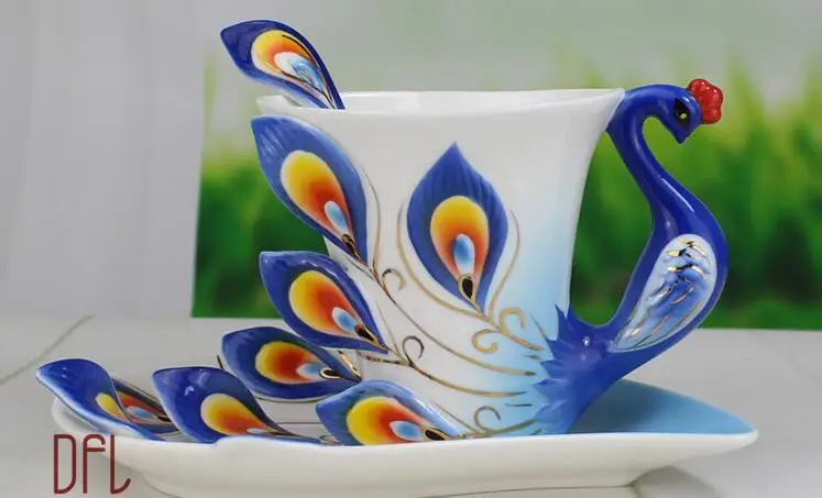 Креативные керамические кружки с большим павлином для кофе|creative mug|coffee cuppeacock coffee