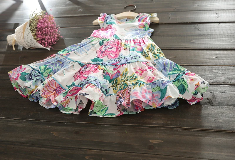 2017 New Baby Girls Summer Printed Cotton Dresses Princess Kids Sweet Dazzel Dress 8 pcs/lot Wholesale |