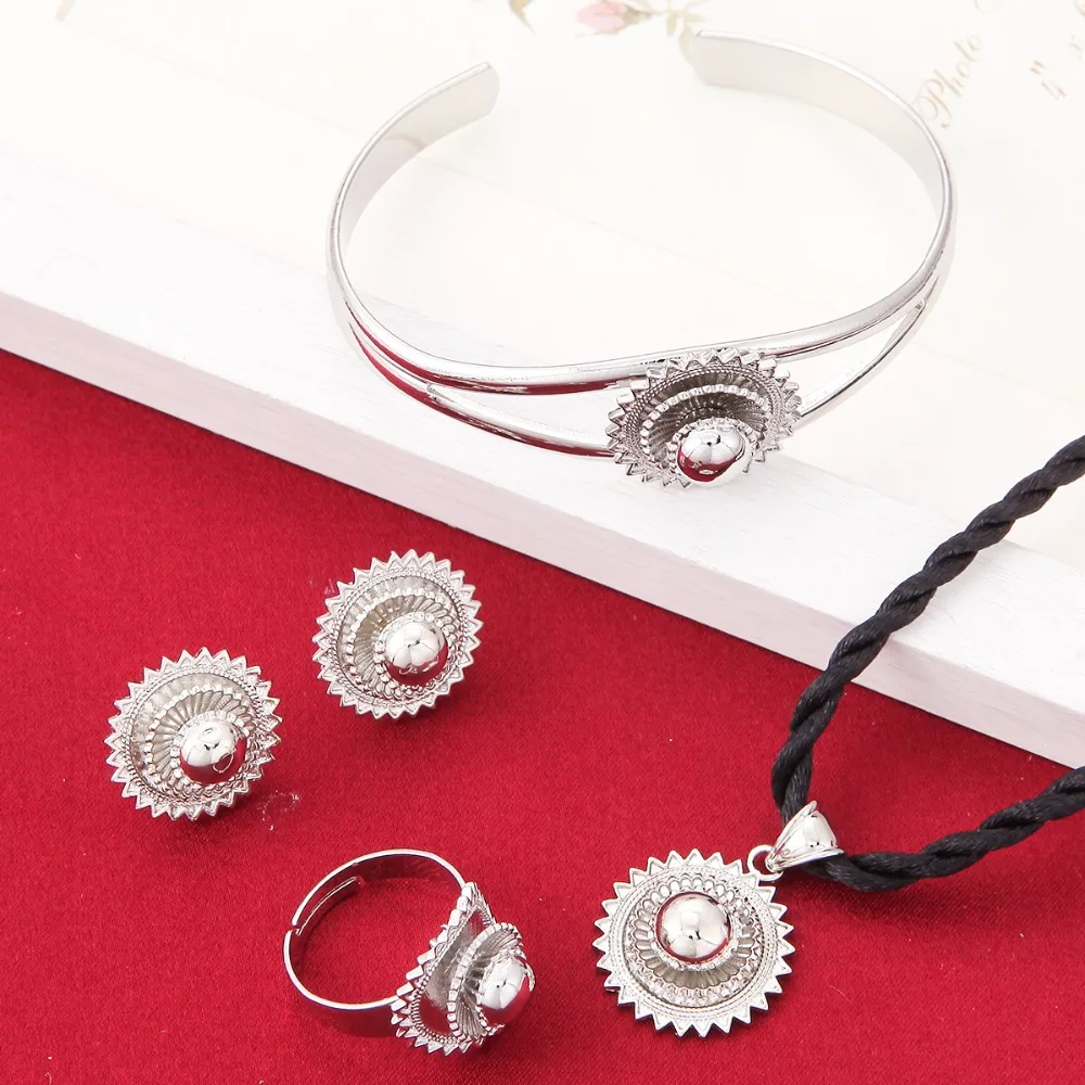 Эфиопские ювелирные изделия посеребренные Habesha свадебные наборы из пяти