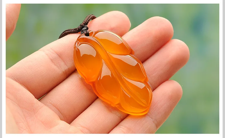 Ice jade myelin leaf pendant necklace Male and female couple gold branch agate stone | Украшения и аксессуары