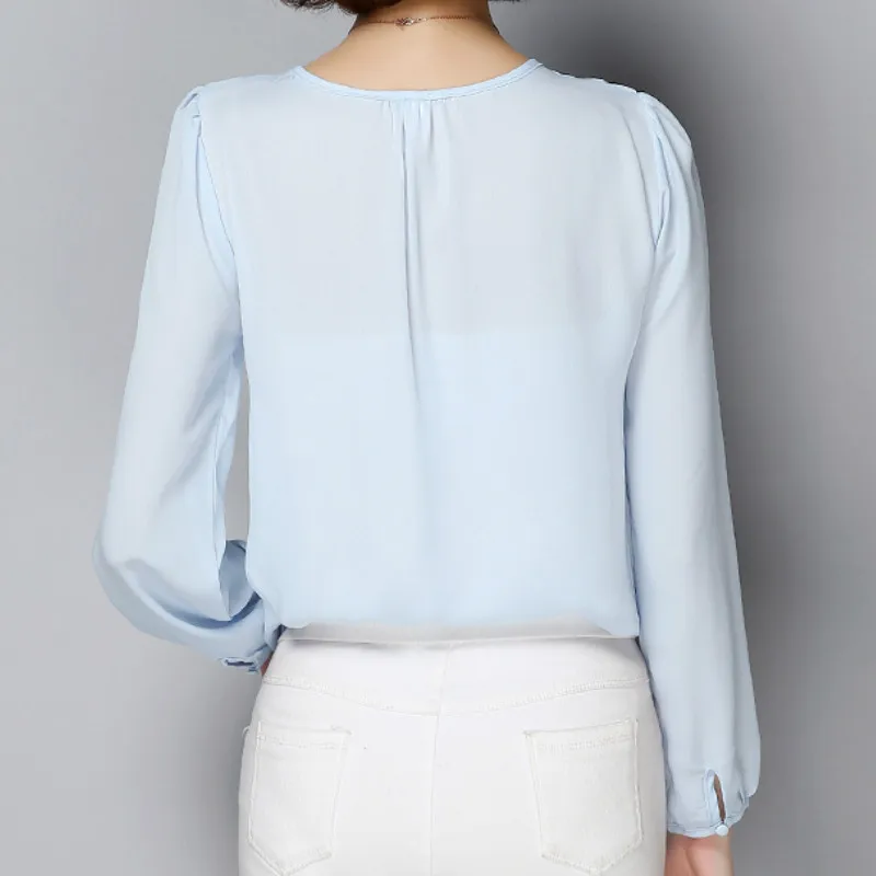 Новинка 2019 женские блузки модная рубашка с длинными рукавами и круглым вырезом