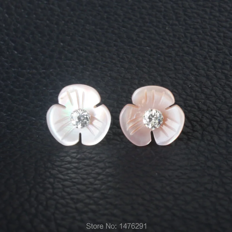 10x10MM New Mother Pearl Shell Small Clover Pink Stud Earrings 1 Pair | Украшения и аксессуары