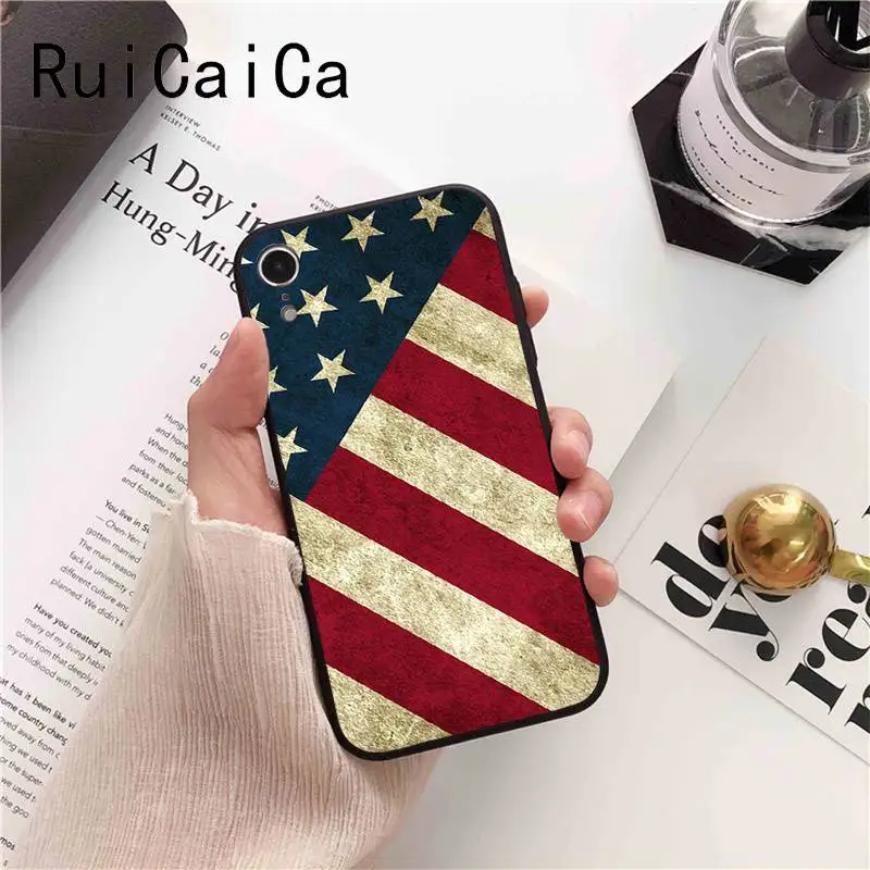 Ruicaica американский флаг США мягкий черный чехол для телефона iPhone 5 5Sx 6 7 plus 8 Plus X XS MAX