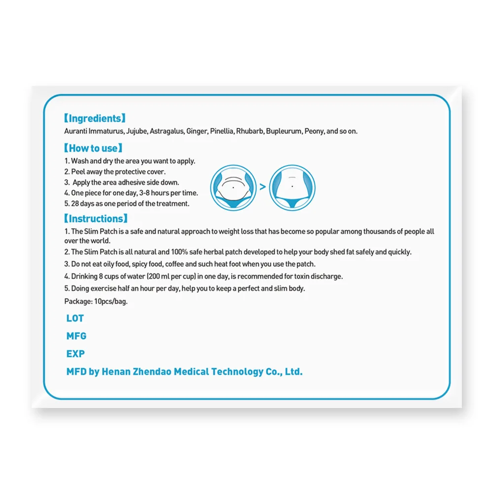 Тонкий пластырь для похудения 10 шт./пакет диета Детокс клей|Товары похудения| |