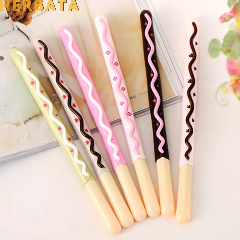 

1 Pc 0.38mm Korean Cute Kawaii Chocolate Cake Gel Pen Set For Writing Office School Supplies Stationery For Kids Student Gift