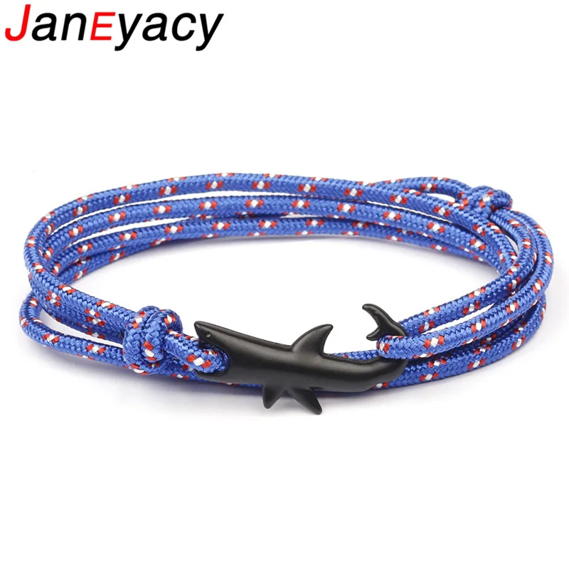 

Fashion Multilayer Sports Camping Men's Survival Rope Chain Bracelet Women's Pulseras High Quality Black Shark Style Bracelet